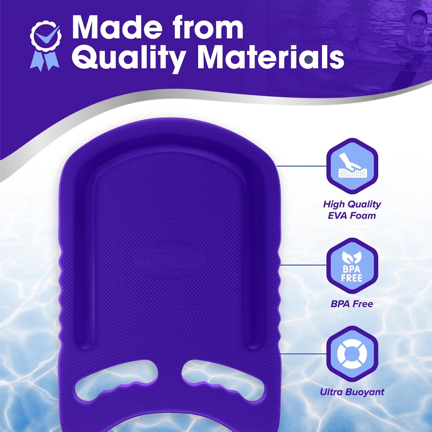 Kickboard Adult & Youth Swim Buoy Aid Leg Kick Exercise Training Float for Swimming Pool or Open Water Foam Equipment | High Buoyancy | Non-Slip | EVA Material & BPA Free