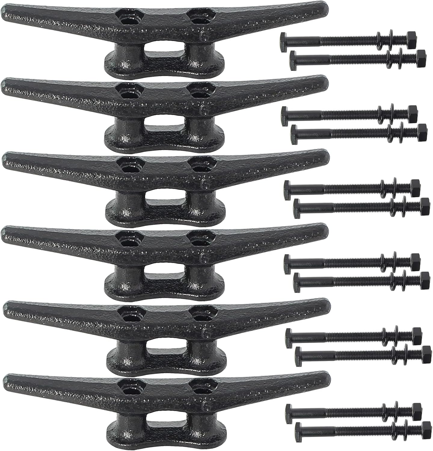 Dock Cleats 6/8/10 inch With Hardware,Electrophoretic Coated Black Boat Cleat Dock Boat Cleats,Rope Cleat Boat Dock Cleats Ideal for Boat Docks, Decks, Piers for Tying up Boats (2,4,6,8,12 Pack)