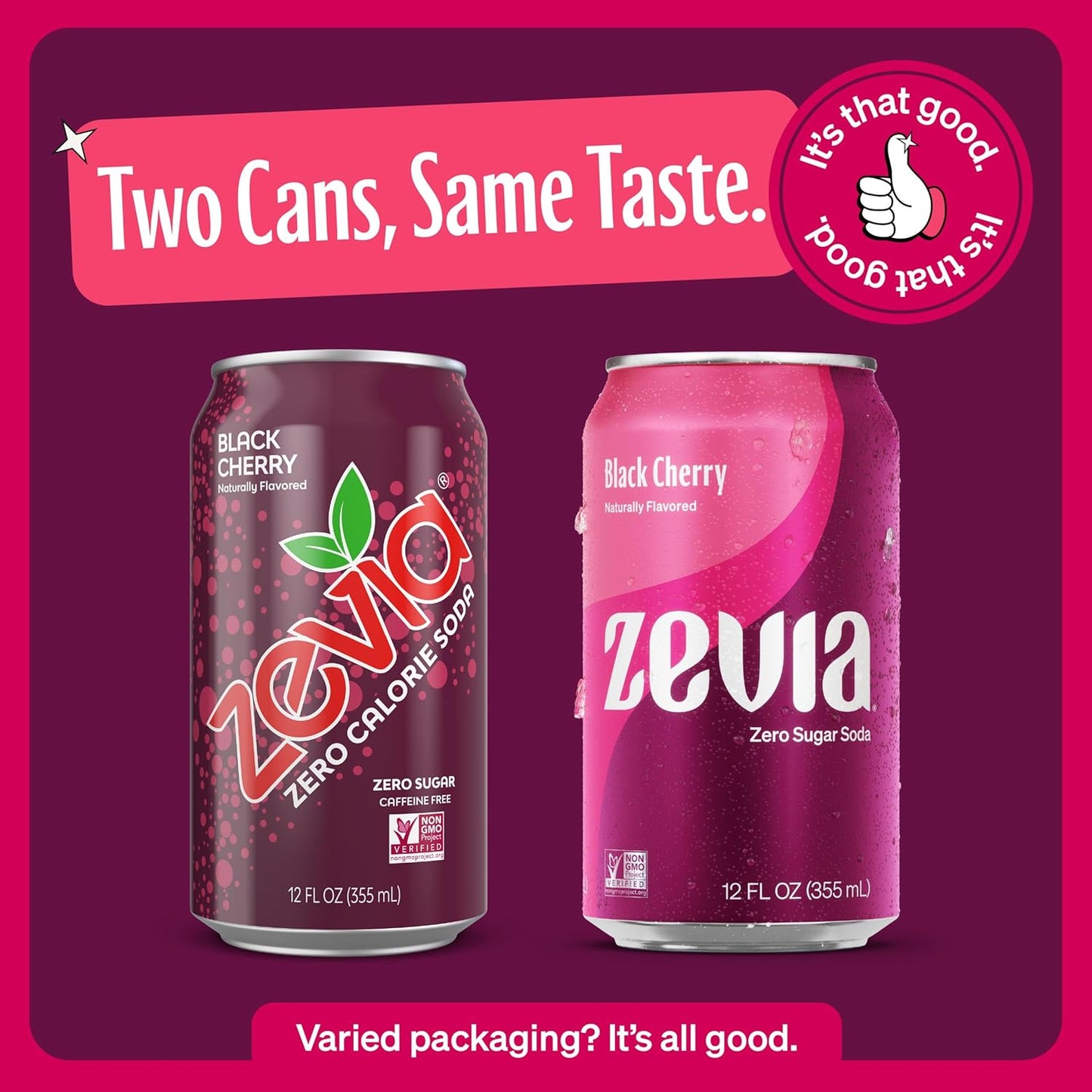 Zevia Zero Sugar Soda, Black Cherry, 12 oz Cans (24-Pack) – Naturally Sweetened, Non-GMO Project Verified, Gluten-Free, Vegan
