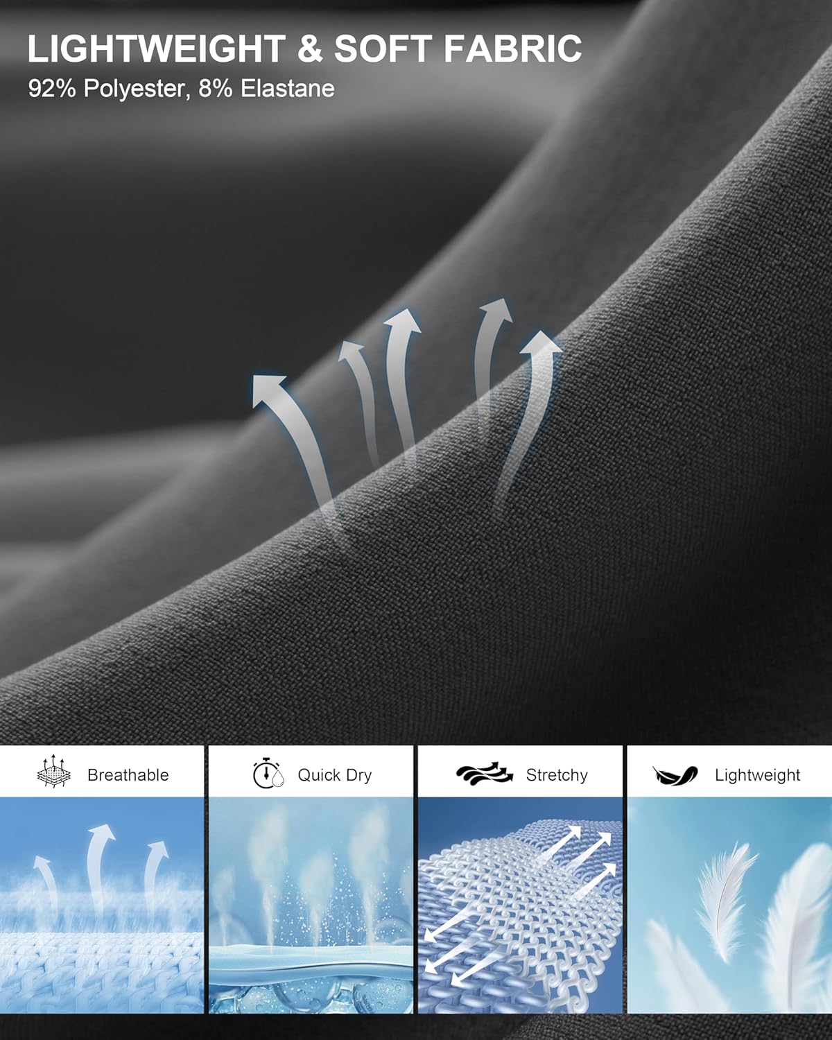 Pudolla Men's Casual Shorts 7"/9" Lightweight Golf Shorts with 3 Pockets Stretch Quick Dry Comfy Work Shorts