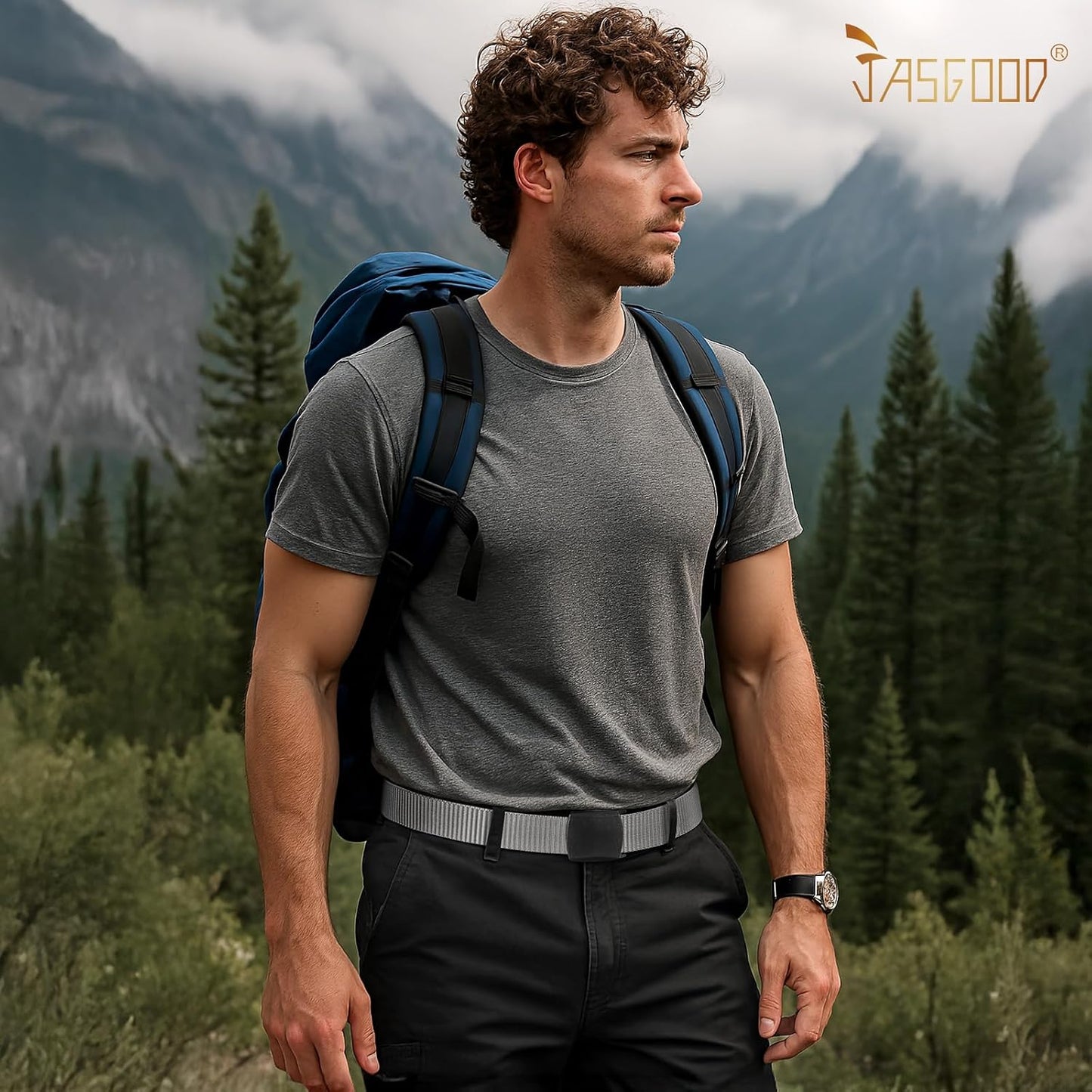 JASGOOD Nylon Canvas Breathable Military Tactical Men Waist Belt With Plastic Buckle