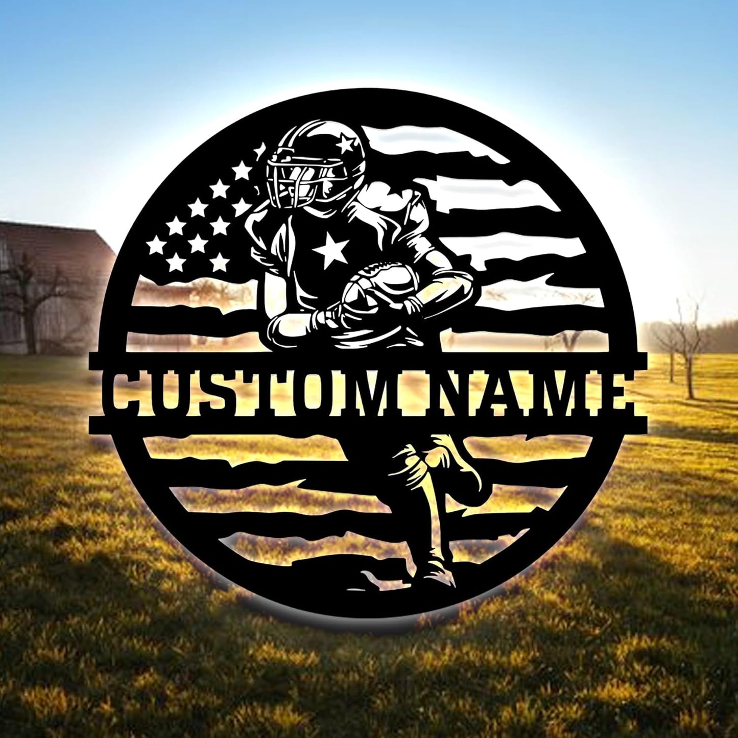 Personalized Football Metal Wall Art LED Light, American Sign, Wall Decor, Birthday Xmas Gift