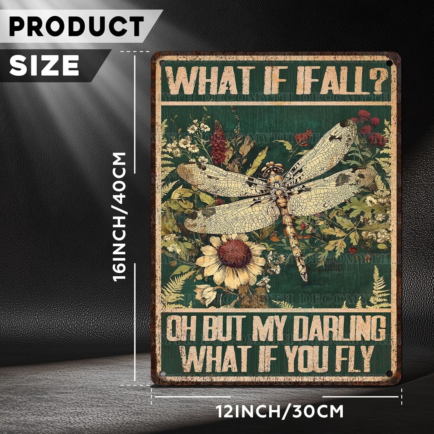 Dragonfly Vintage Tin Sign What If I Fall Metal Tin Sign for Home Bedroom 12 * 16inch