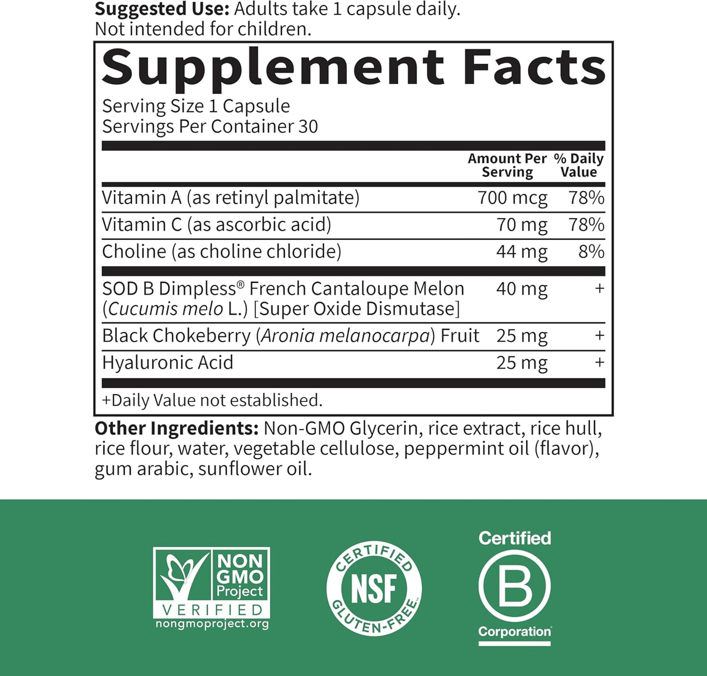 Garden of Life Skin Smooth Sustained Release Duo Caps, Best Skincare Supplement for Smooth, Radiant Skin with Hyaluronic Acid, Vitamins A & C, and SOD B Dimpless, Gluten-Free, 30 Plant-Based Capsules