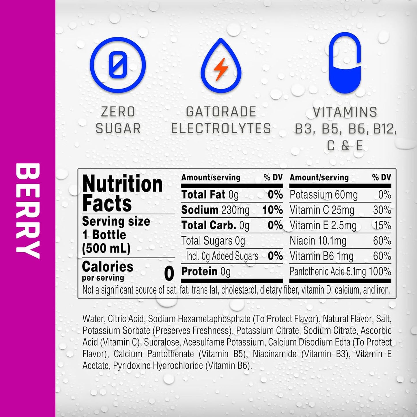 Propel Electrolyte Enhanced Water Sports Drink, Berry Flavored Water, Zero Calorie & Zero Sugar Hydration with Electrolytes and Vitamins C & E, 16.9 fl oz Water Bottles (12 Pack)