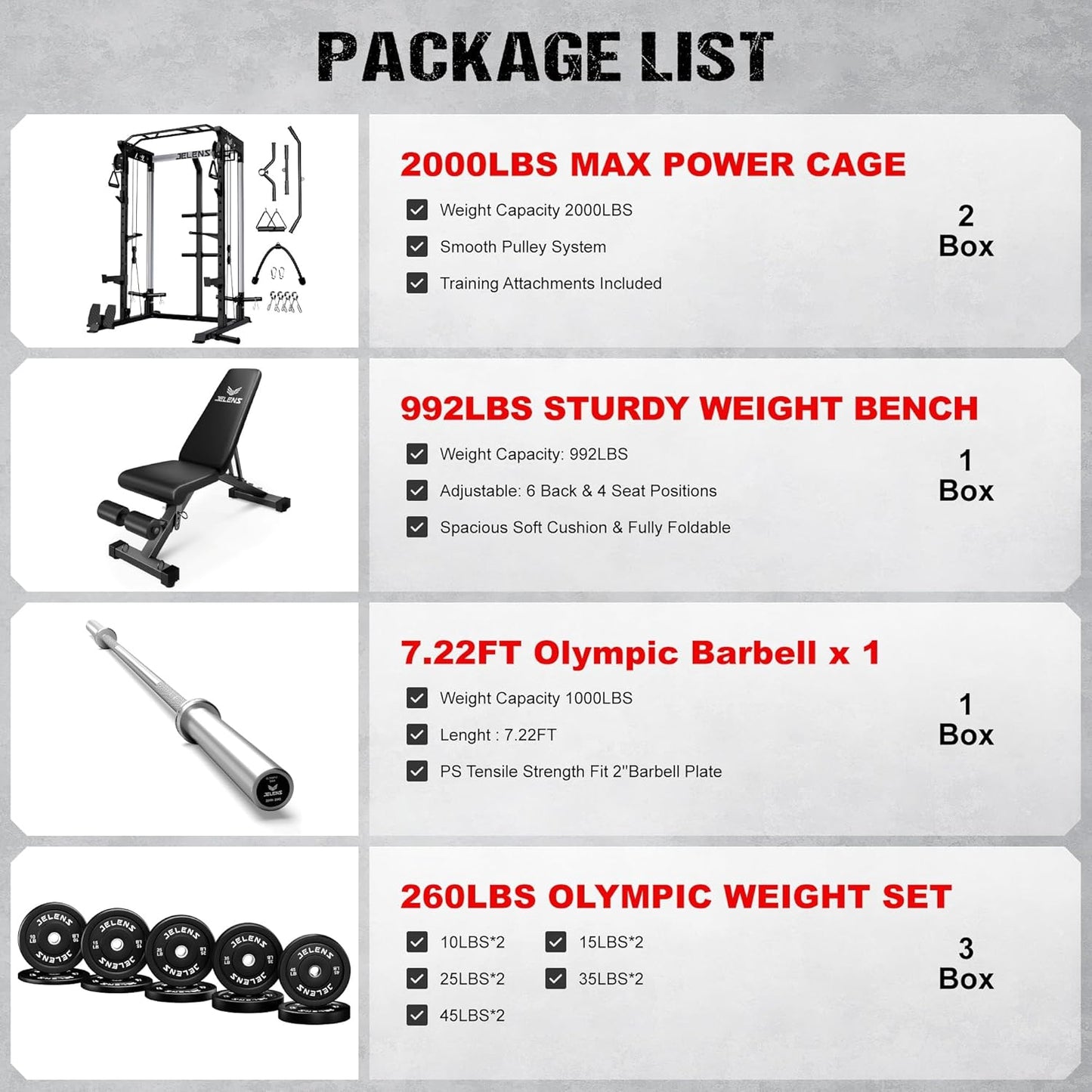 Power Cage, 2000LBS Multi-Function C21 Power Rack with Dual Pulley Cable Crossover System, All-in-One Squat Rack with More Training Attachments