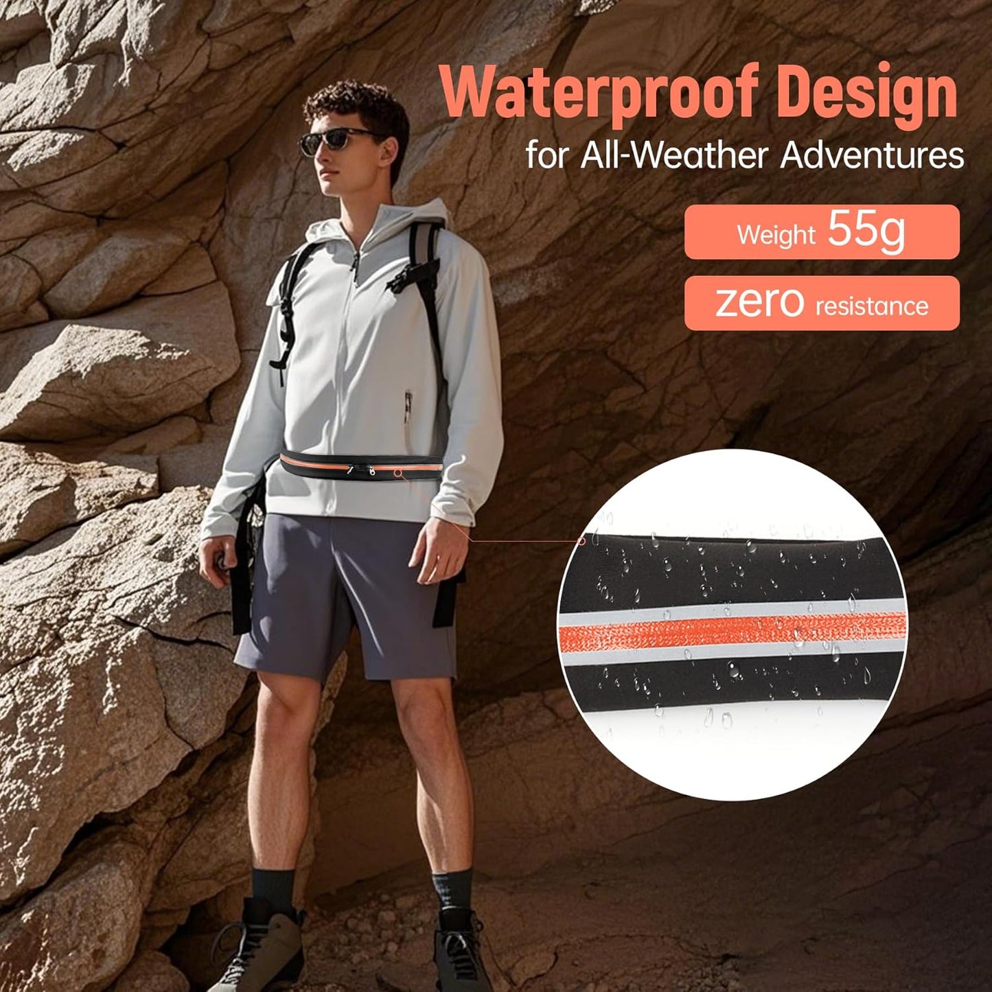 Slim Running Belts for Women Men - Running Phone Holder Fanny Pack for Key, Accessories Fits ALL Cell Phones, Orange