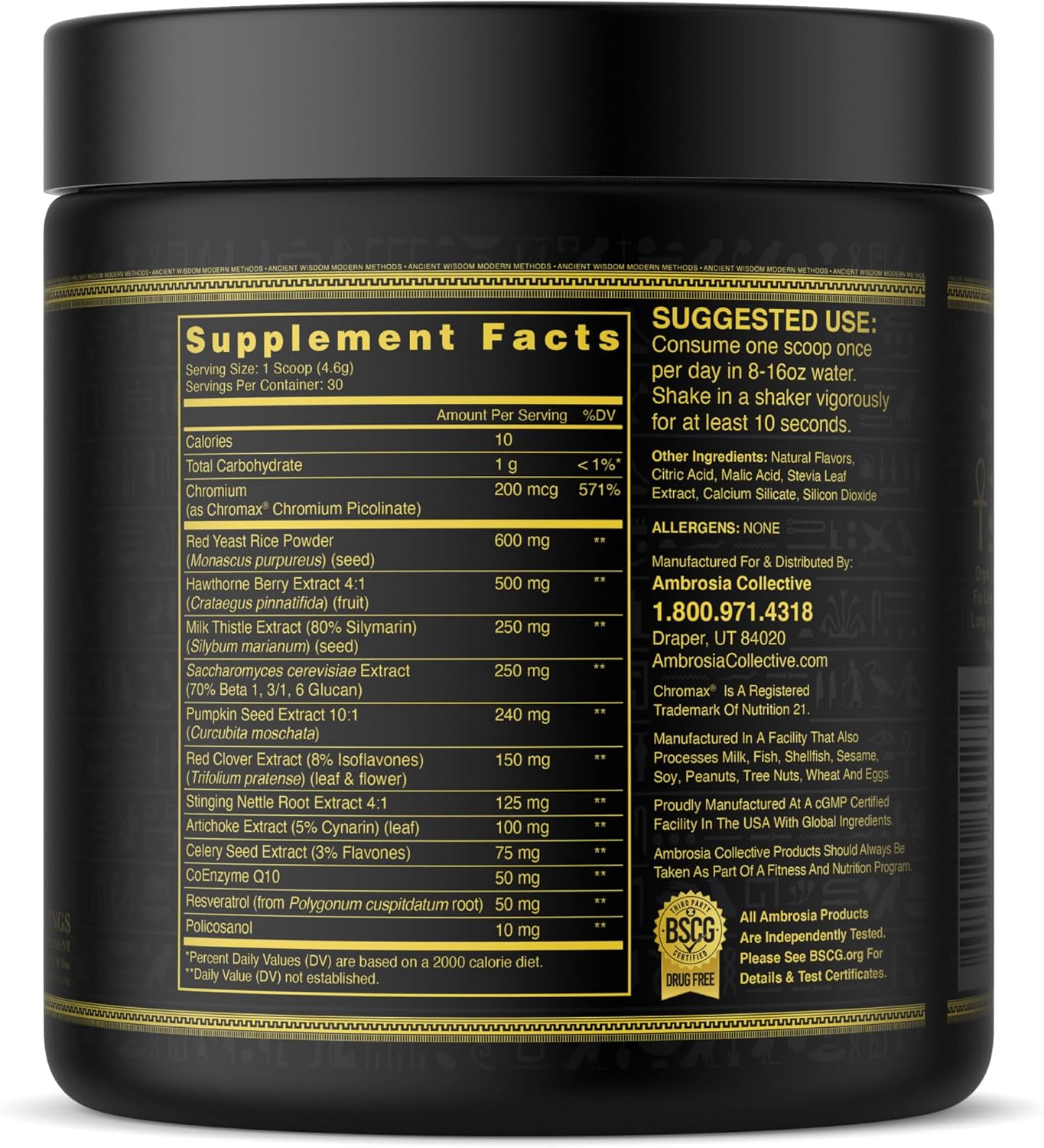 Ambrosia Nektar Superfood Health Supplement Powder, 30 Servings, Strawberry Lychee Flavor