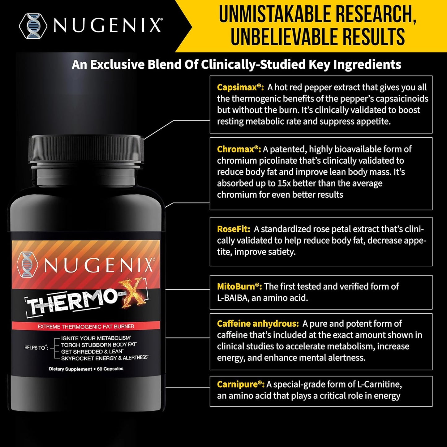 Nugenix Thermo-X: Thermogenic Fat Burner Supplement for Men, Extreme Metabolic Accelerator, 60 Count
