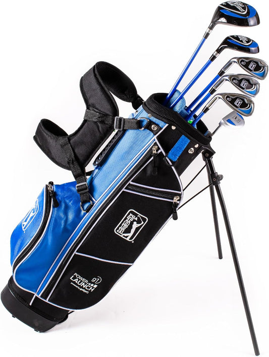 PGA TOUR Youth Golf Club Set for Ages 8-12 (4’8”-5’2”) and 12+ (5’2”+), Right and Left-Handed Kids Golf Sets – Beginner Junior Golf Clubs with Lightweight Stand Bag, Mallet Putter, Hybrid, Driver