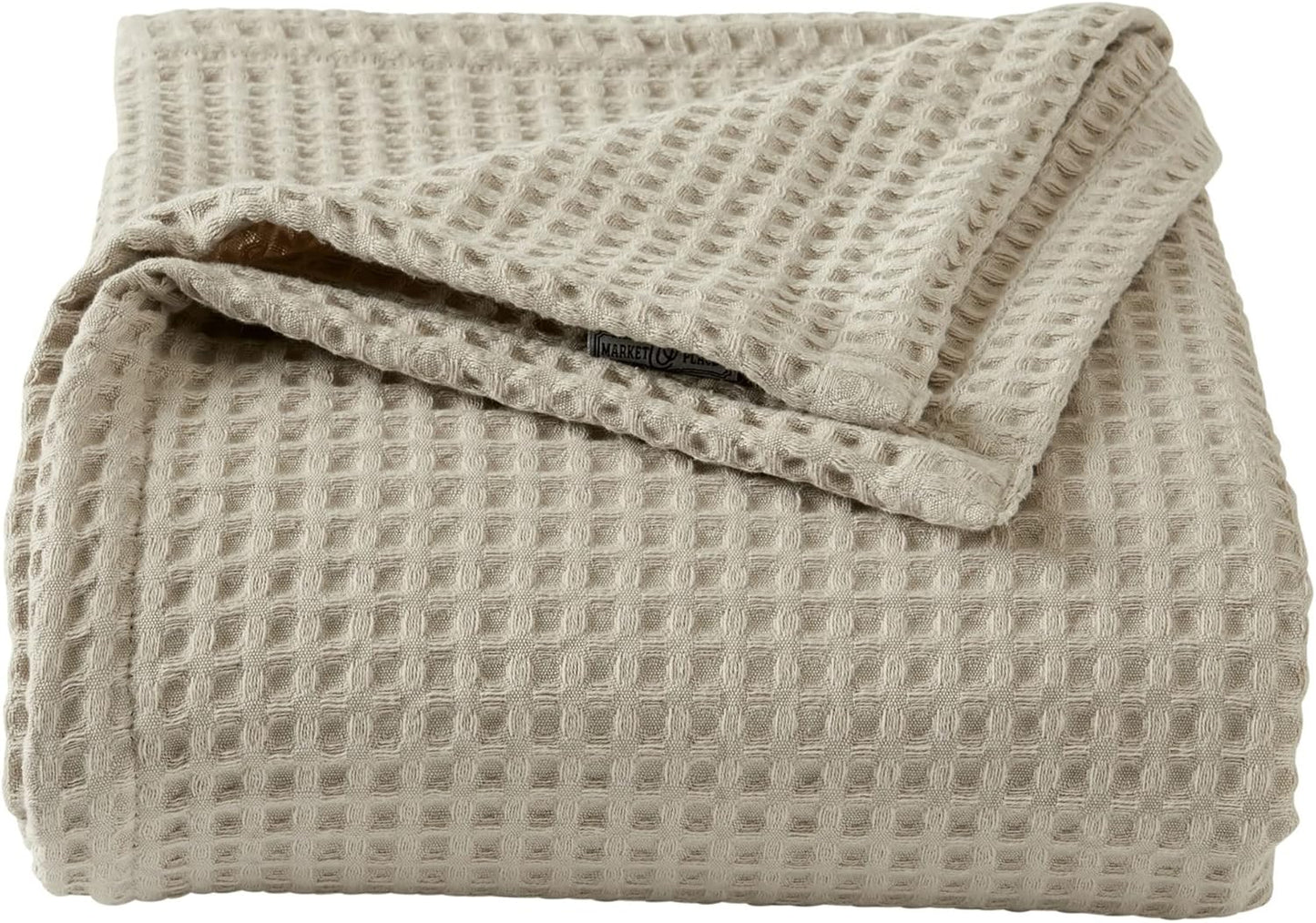 100% Cotton Waffle Weave Bed Blanket | Soft, Breathable, and Lightweight Blanket for All-Season | Perfect for Layering | Brielle Collection (King, Linen)