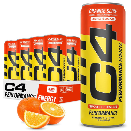 C4 Original Sugar Free Energy Drink | Orange Slice | Pre Workout Performance Drink with No Artificial Colors or Dyes,12 Fl Oz (Pack of 12)