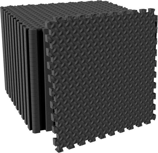 Puzzle Exercise Gym Flooring Mat, 3/4" Thick High-Density EVA Interlocking Tiles, Workout Mat for Home Gym, Fitness Equipment, MMA, Gymnastics, 24-Piece Shock-Absorbing Exercise Mat (96 Sq Ft)