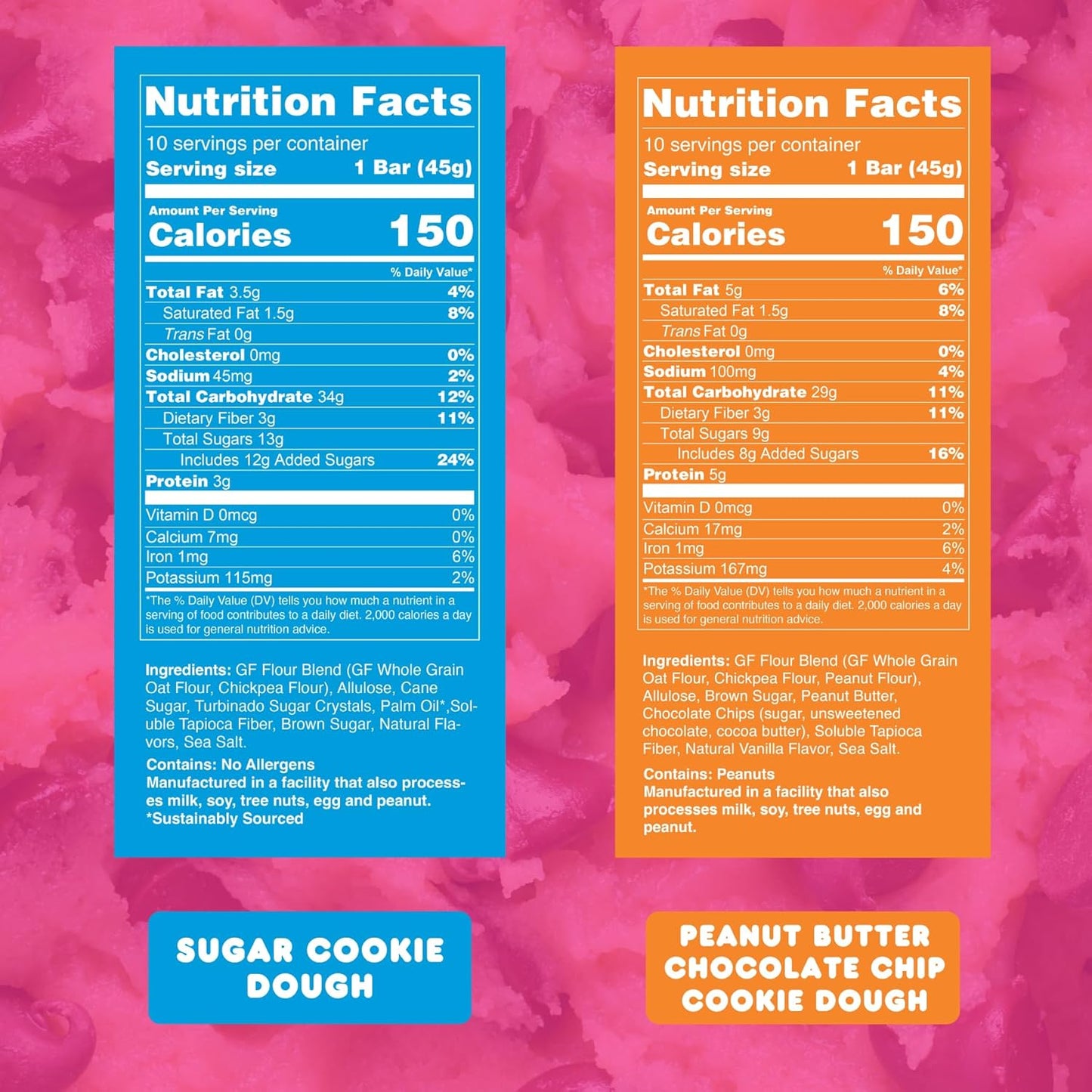 Whoa Dough Edible Cookie Dough Bars- Certified Non-GMO, Kosher and Gluten Free Bars - Healthy Snack Foods - Plant Based Snacks - Real Ingredients - Variety Pack (5 Bars)