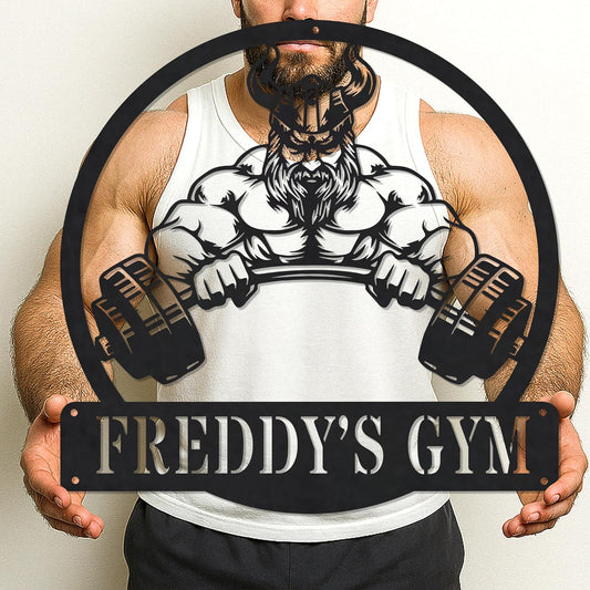 Custom Name Gym Metal Sign Personalized Fitness Wall Art Decor for Home, Workout Room, Garage, Powerlifting Center, Motivational Gift for Women, Men, Dad, Papa, Grandpa, Mother, Sister, Girls