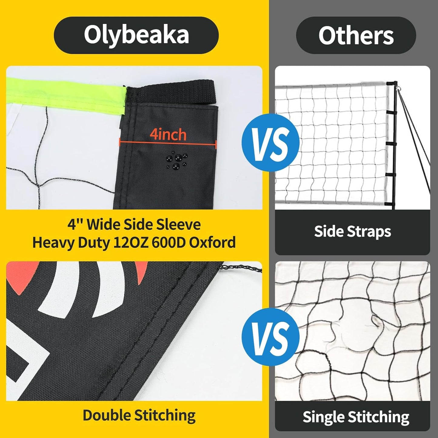 Portable Outdoor Volleyball Net Set for Backyard Beach with Adjustable Poles, Soft PU Volleyball & Pump, Carry Bag and Durable Anti-Sagging Net