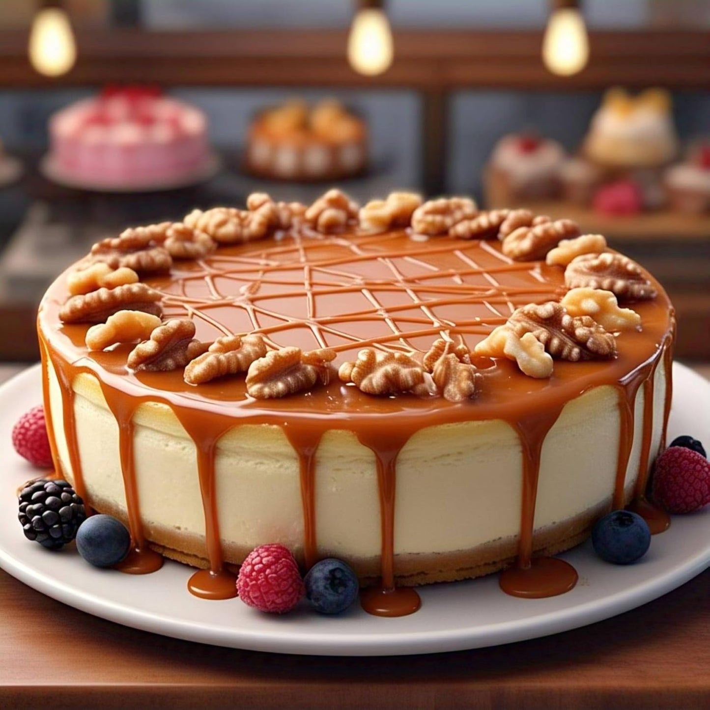 Andy Anand Sugar Free Caramel Walnut Cake, 9-Inch, 2 lbs - Freshly Baked, All-Natural Ingredients, No Preservatives - Gourmet, Delicious & Moist Dessert