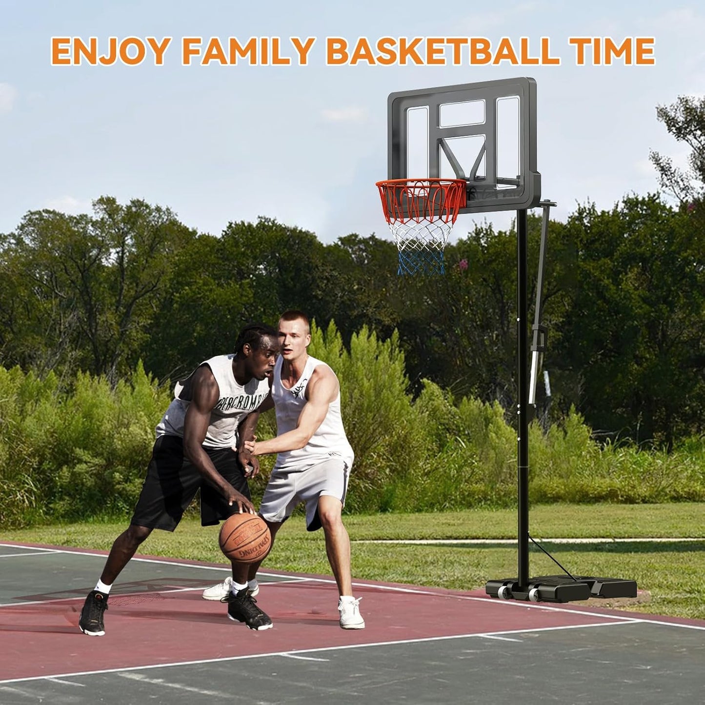 GORISE Portable Basketball Hoop for Home Outdoor Use, Adjustable Height, Shatterproof Backboard, for Daily Practice in Backyard or Garage Indoor Outdoor Backyard Pool