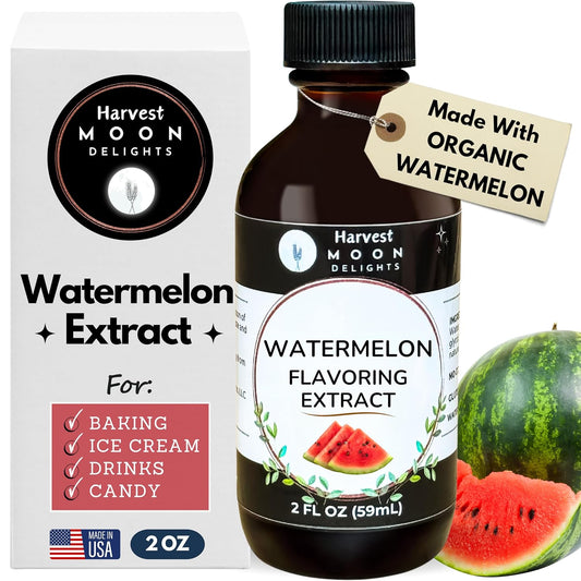 Natural Watermelon Extract - 2 oz - Water-Soluble - By Harvest Moon Delights - Watermelon Flavoring for Baking, Ice Cream, Drinks, and Candy - Sugar Free