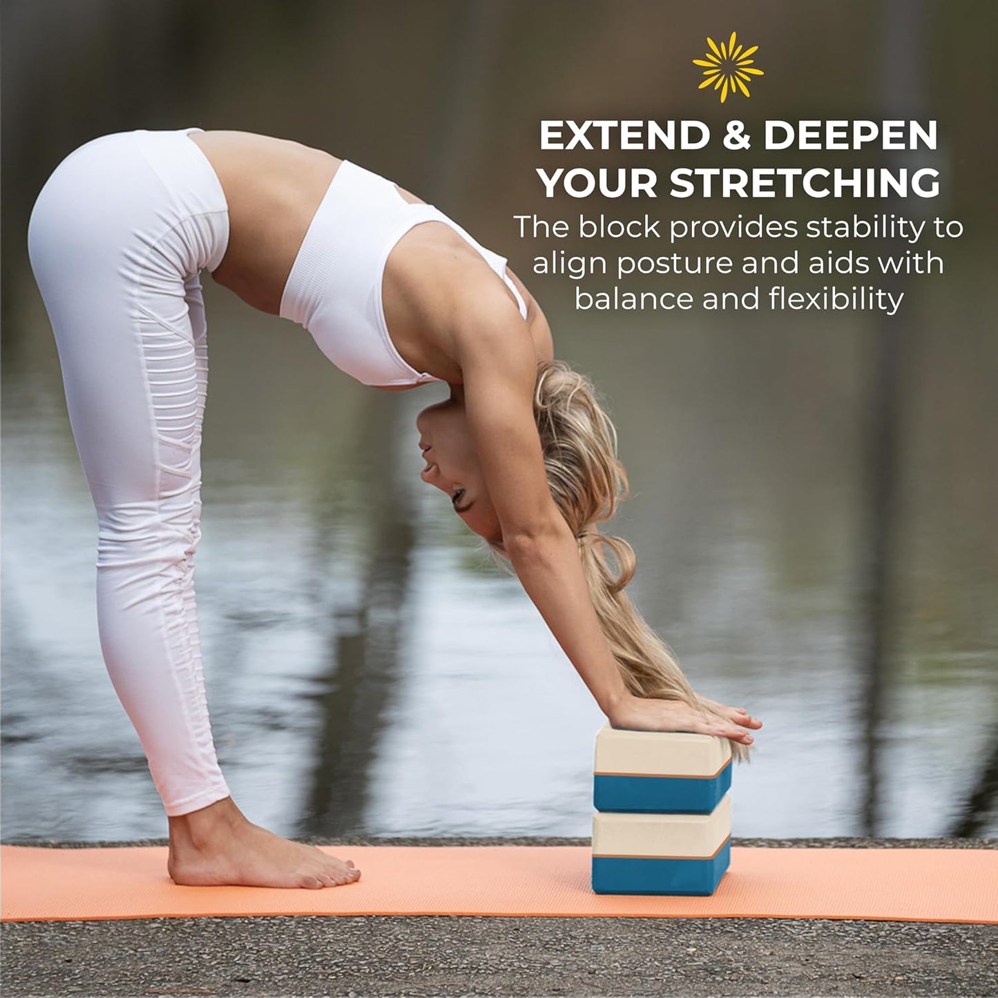 Sunshine Yoga 4" Striped Yoga Block, 10 Pack Bulk EVA Foam Yoga Blocks, Firm and Supportive Yoga Brick, Balance Foam for Stretching, Pilates, and Workout, 4" x 6" x 9"