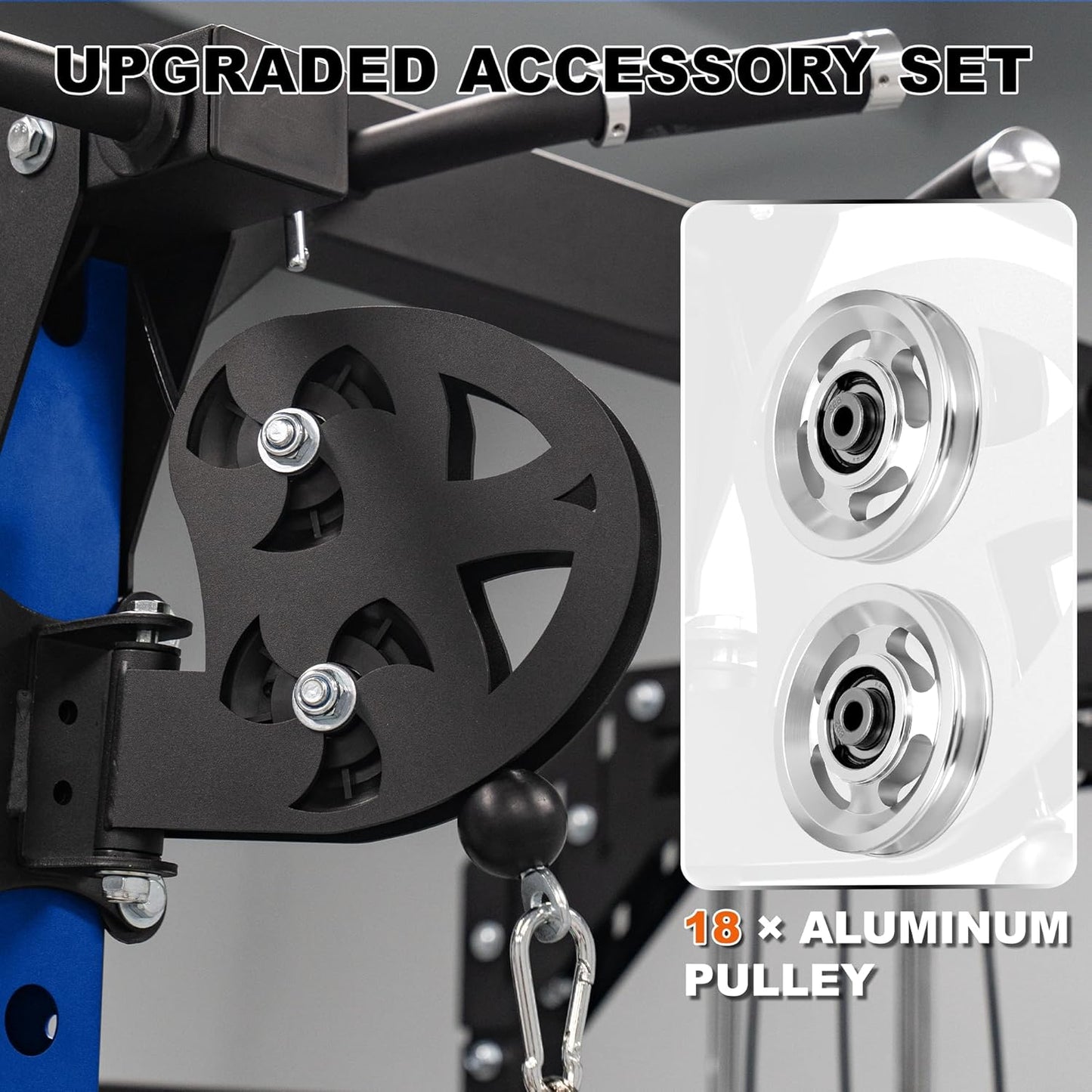 Smith Machine Home Gym with Aluminum Pulley Set- 2000lbs Capacity All-in-One Power Rack with Cable Crossover, Pull-Up Bar & Dip Station, Includes 18 Attachments, P107 Anvil