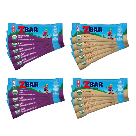 Zbar - Chocolate Chip and S'mores - Variety Pack - Soft Baked Snack Bars - Non-GMO - 11g Whole Grains - USDA Organic Granola Bars, School Snacks (18 Pack)