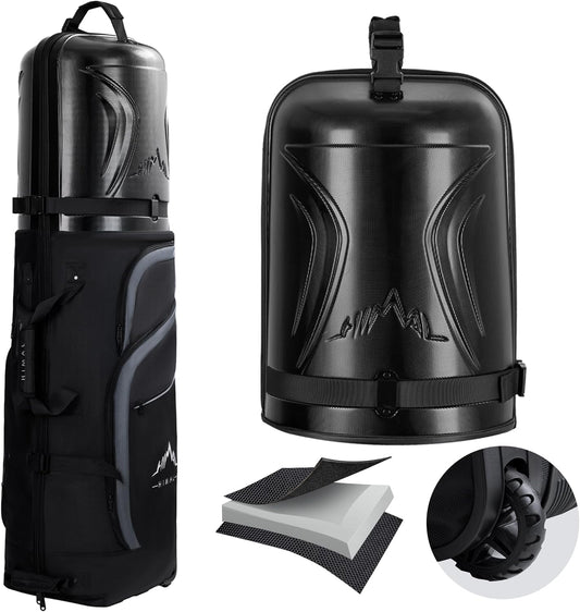 Golf Travel Bag with PC Hard Case Top, 1680D Heavy Duty Oxford Fabric Golf clubs Travel Bags for Airlines with Wheels, Wear-Resistant, Foldable