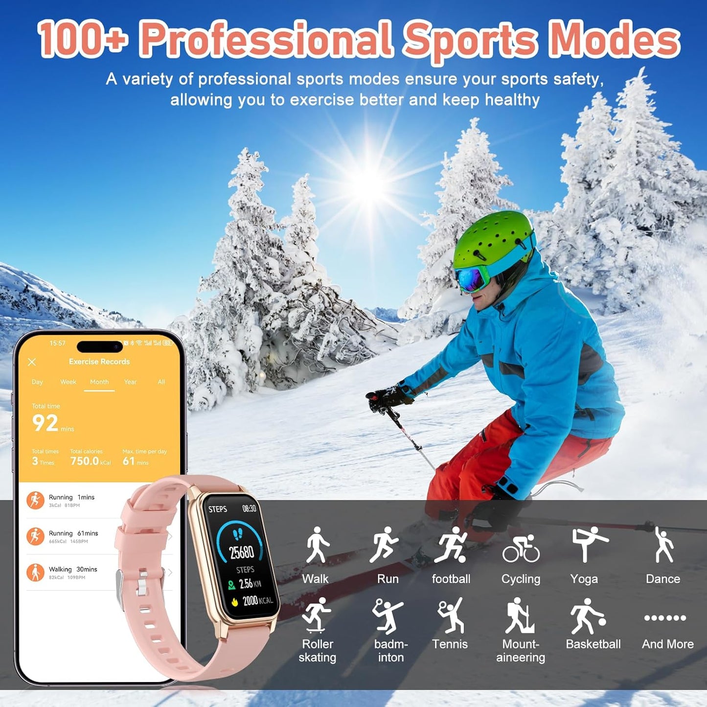 Fitness Tracker with Step Counter/Calories/Stopwatch, Activity Tracker, Health Tracker with Heart Rate Monitor, Sleep Tracker,1.47'' Touch Color Screen, Pedometer Watch for Women Men Kids