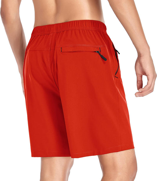 Men's Gym Shorts Sports Quick Dry Workout Running or Casual Training Short with Zipper Pockets