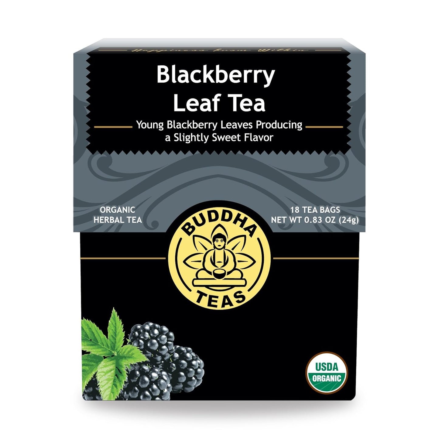 Buddha Teas Organic Blackberry Leaf Tea - OU Kosher, USDA Organic, CCOF Organic, 18 Bleach-Free Tea Bag