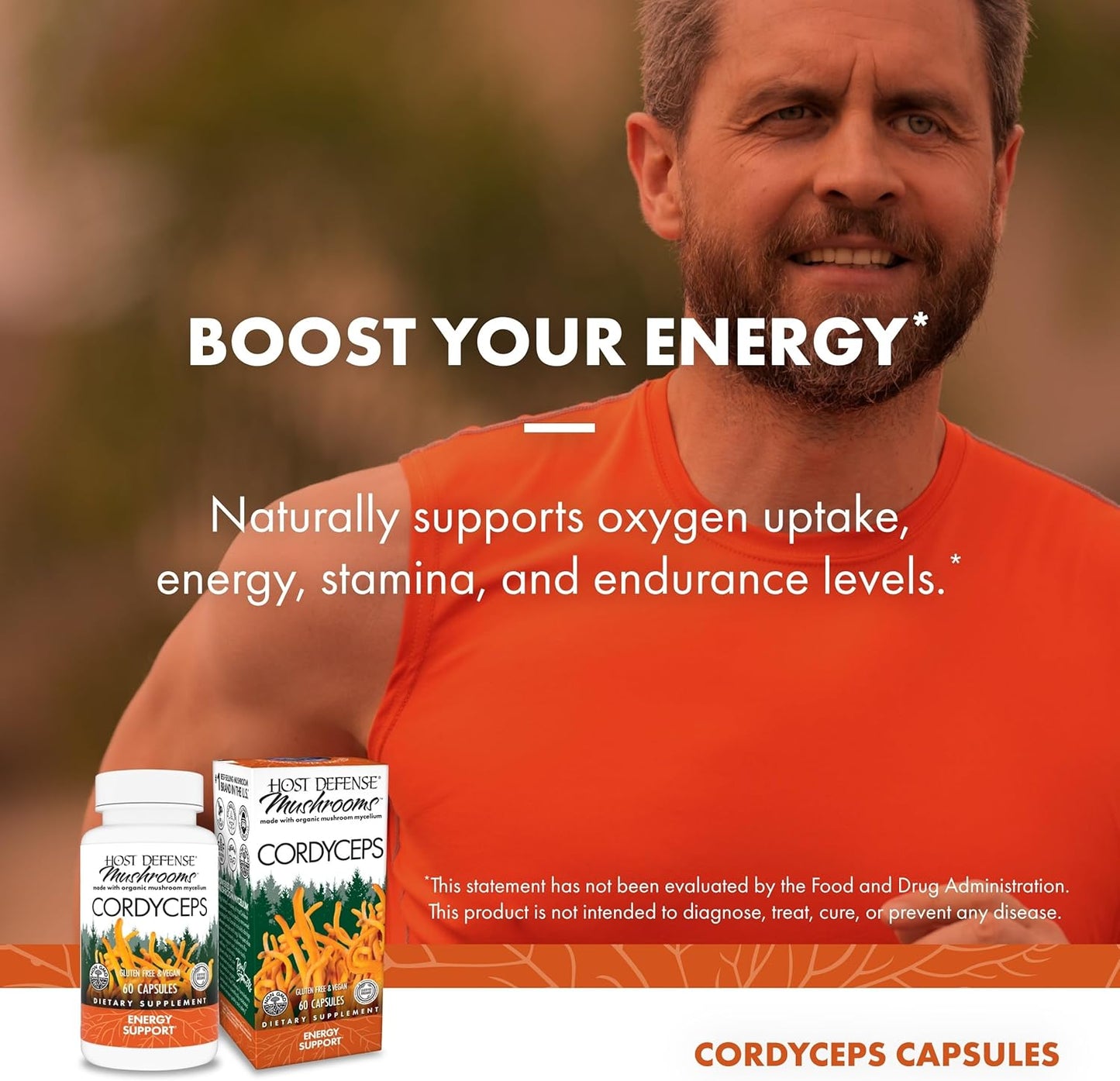 Host Defense Cordyceps Capsules - Immune & Energy Support Supplement - Kidney Health Supplement with Cordyceps - Fitness Support Supplement to Aid Oxygen Uptake - 60 Capsules (30 Servings)*