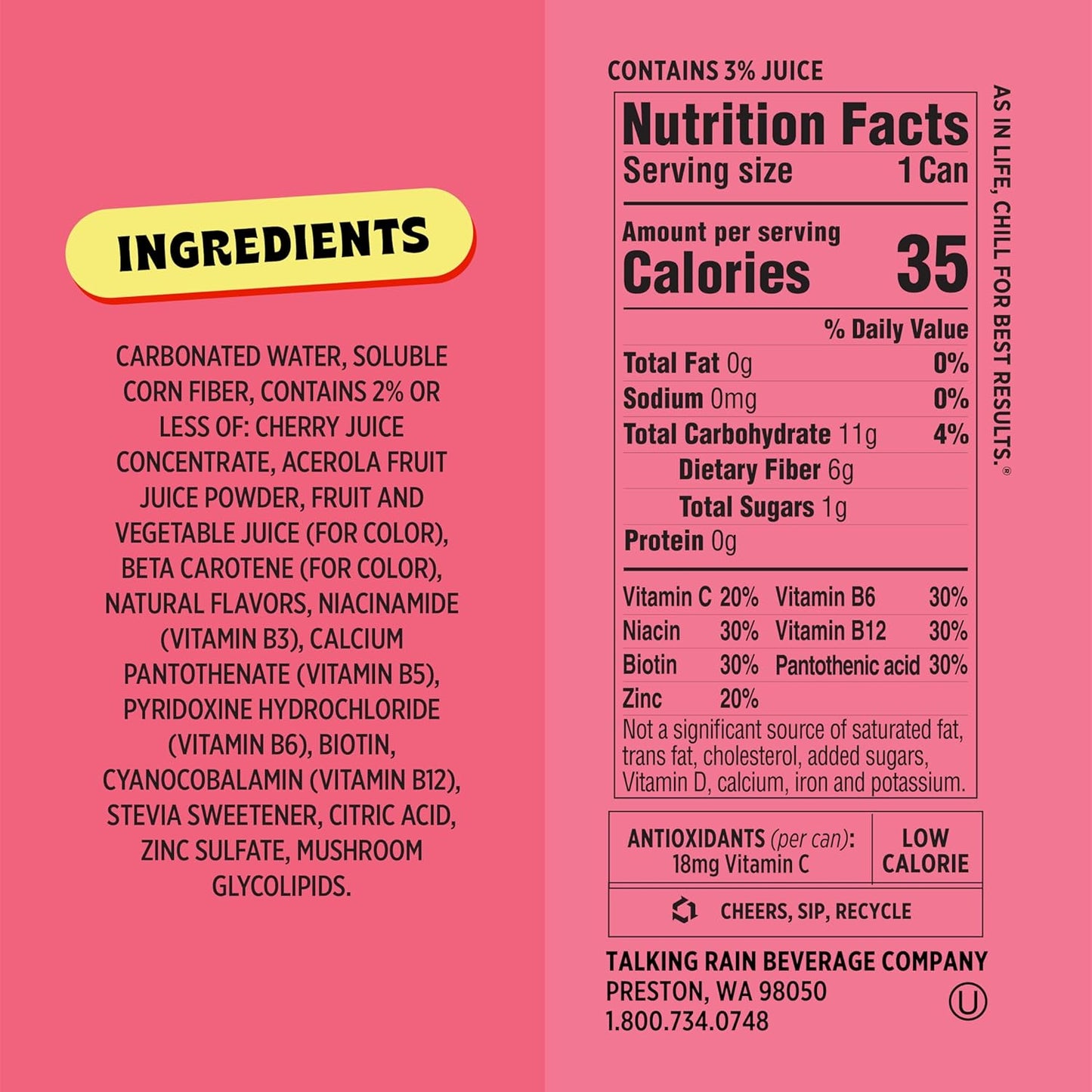 Popwell Cherry Citrus Better-For-You Prebiotic Soda, with 6g Fiber, 1g Sugar, Vitamins and Immunity Support, 12 fl oz Cans (pack of 12)