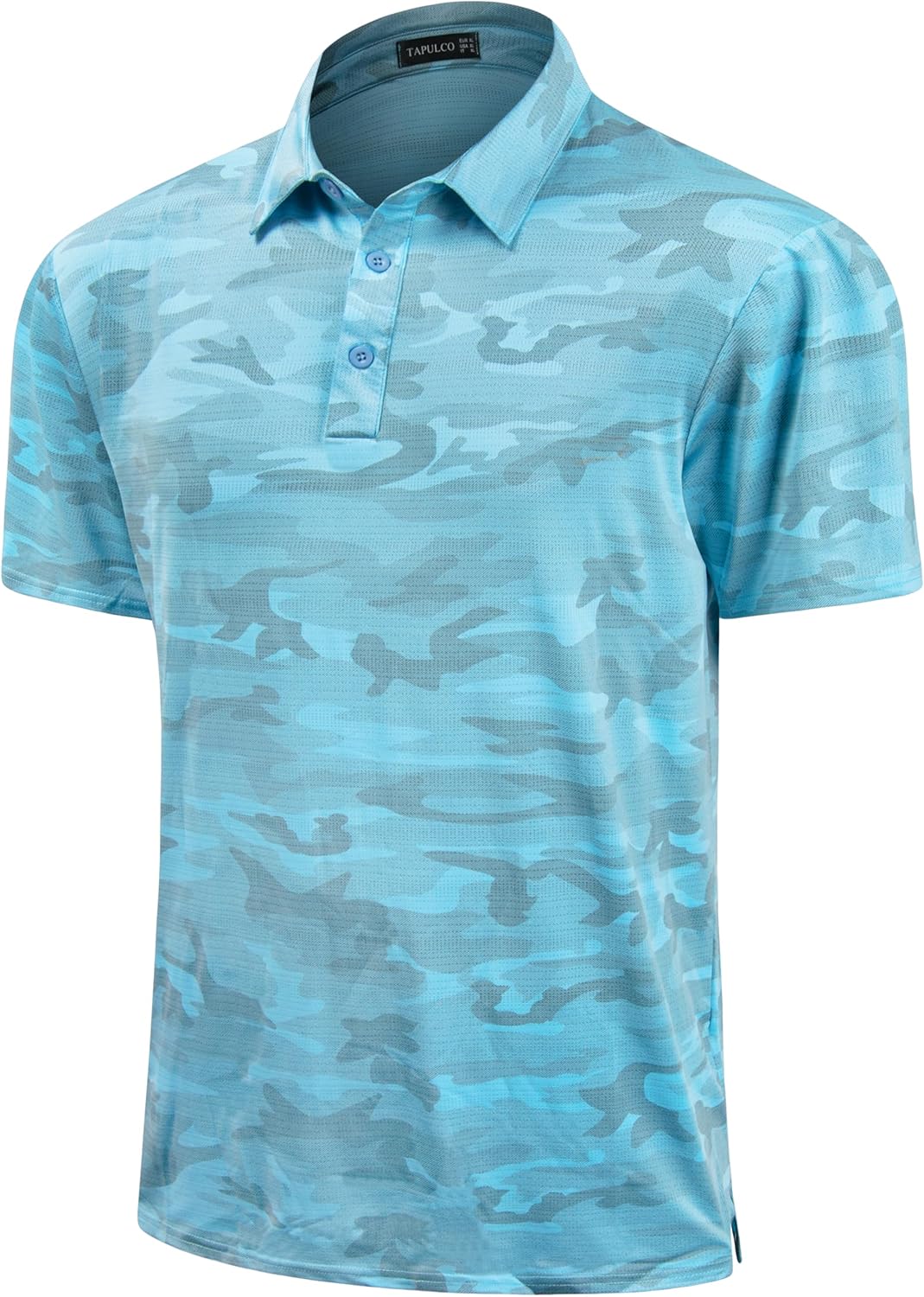TAPULCO Mens Quick Dry Polo Shirts Camouflage Pattern Performance Athletic Lightweight Breathable Casual Golf Tshirts