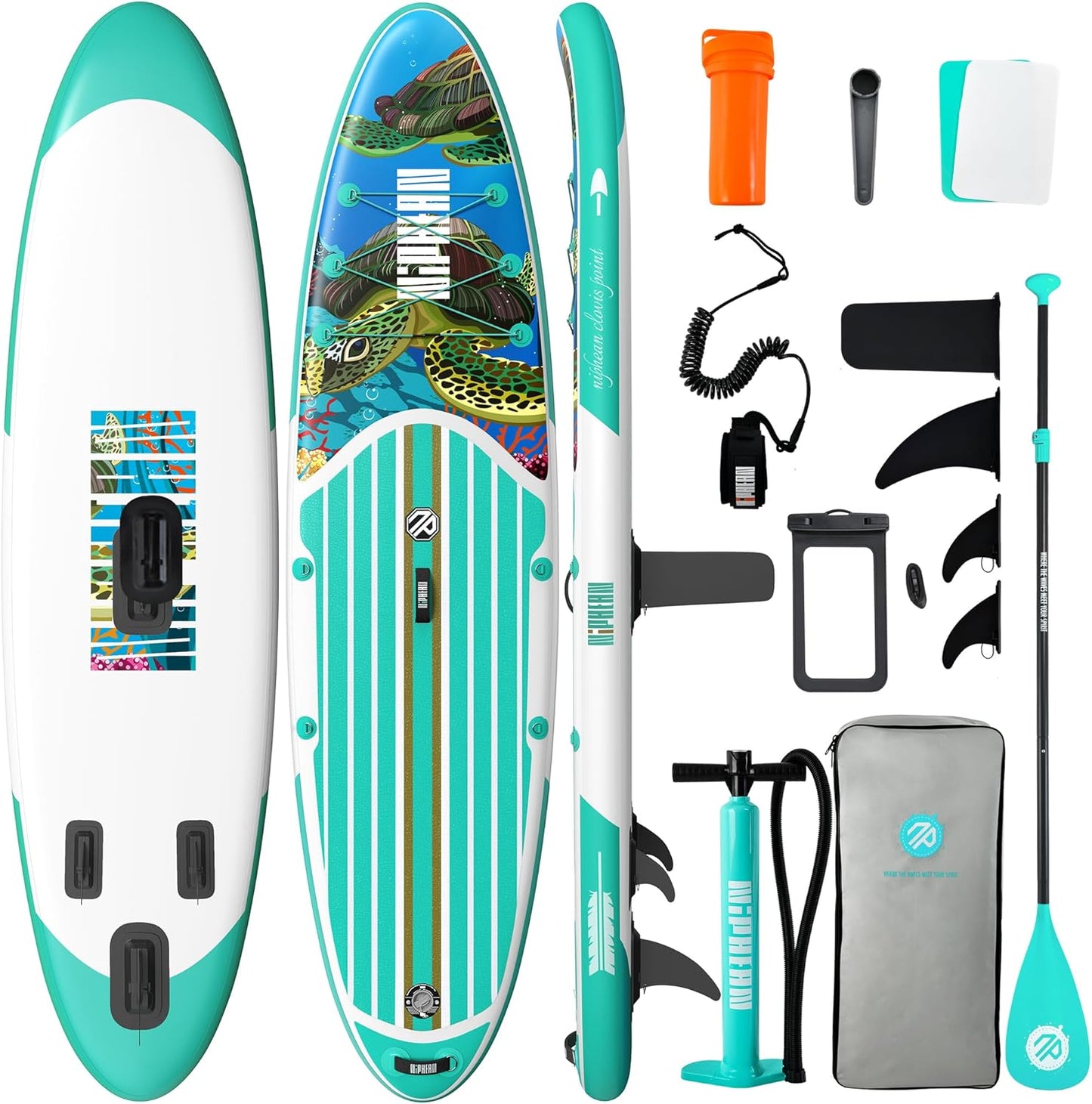 Niphean Inflatable Stand Up Paddle Board with SUP Accessories, Anti-Slip EVA Deck, 10’6’’ Inflatable Paddle Boards for Adults & Youth of All Skill Levels