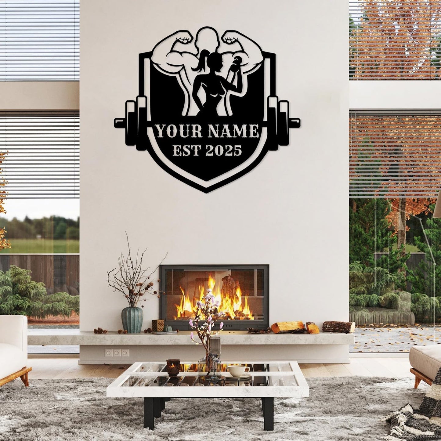 Customized Metal Gym Name Sign, Personalized Sports Room Wall Art,Metal Gym Sign,Unique Fitness Wall Sign, Gym Lovers Unique Gift, Gym Wall Art,Training Center Sign (Style-9)