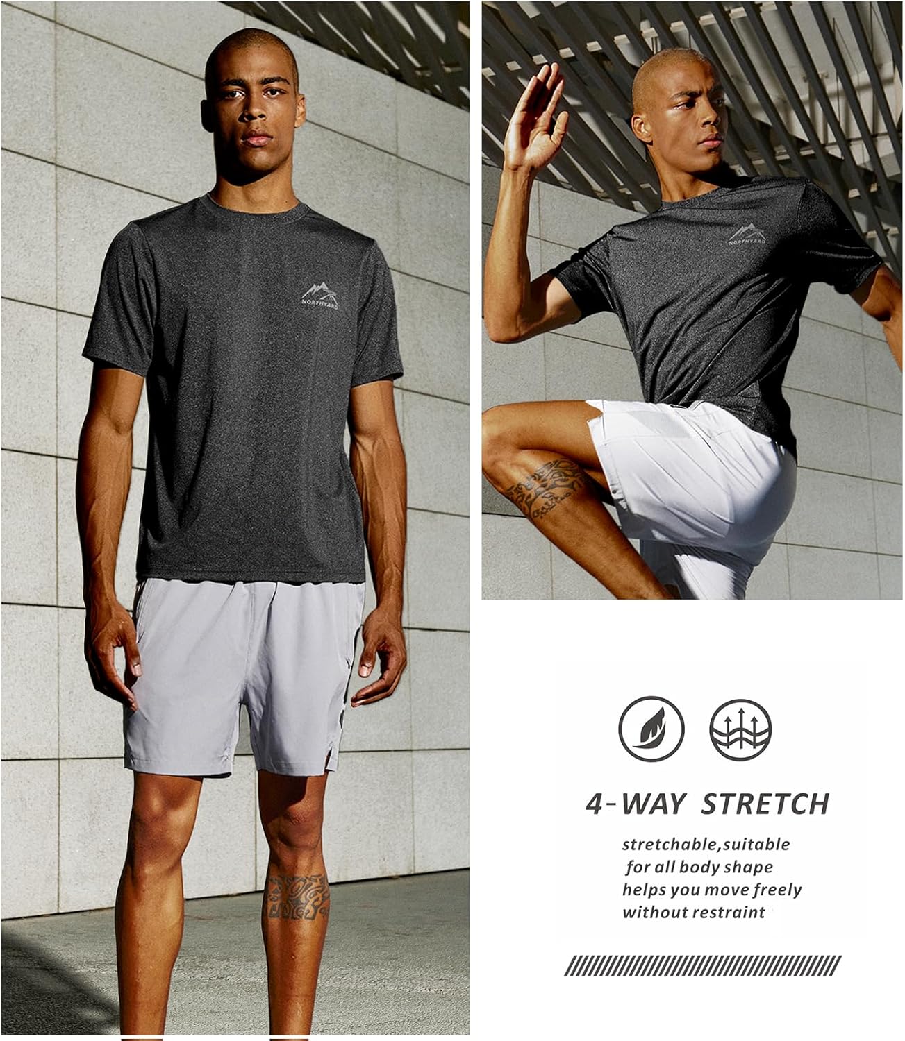 NORTHYARD Men's UPF 50+ Sun Protection Shirts Swim SPF UV Quick Dry Short Sleeve T-Shirts for Athletic Fishing Rash Guard