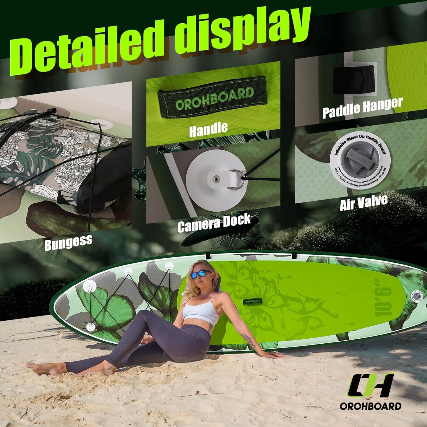 10’6/11’6 Inflatable Stand Up Paddle Board with Premium Paddleboards Accessories, Wide Stable Designed SUP Paddleboard for Adults & Youth.