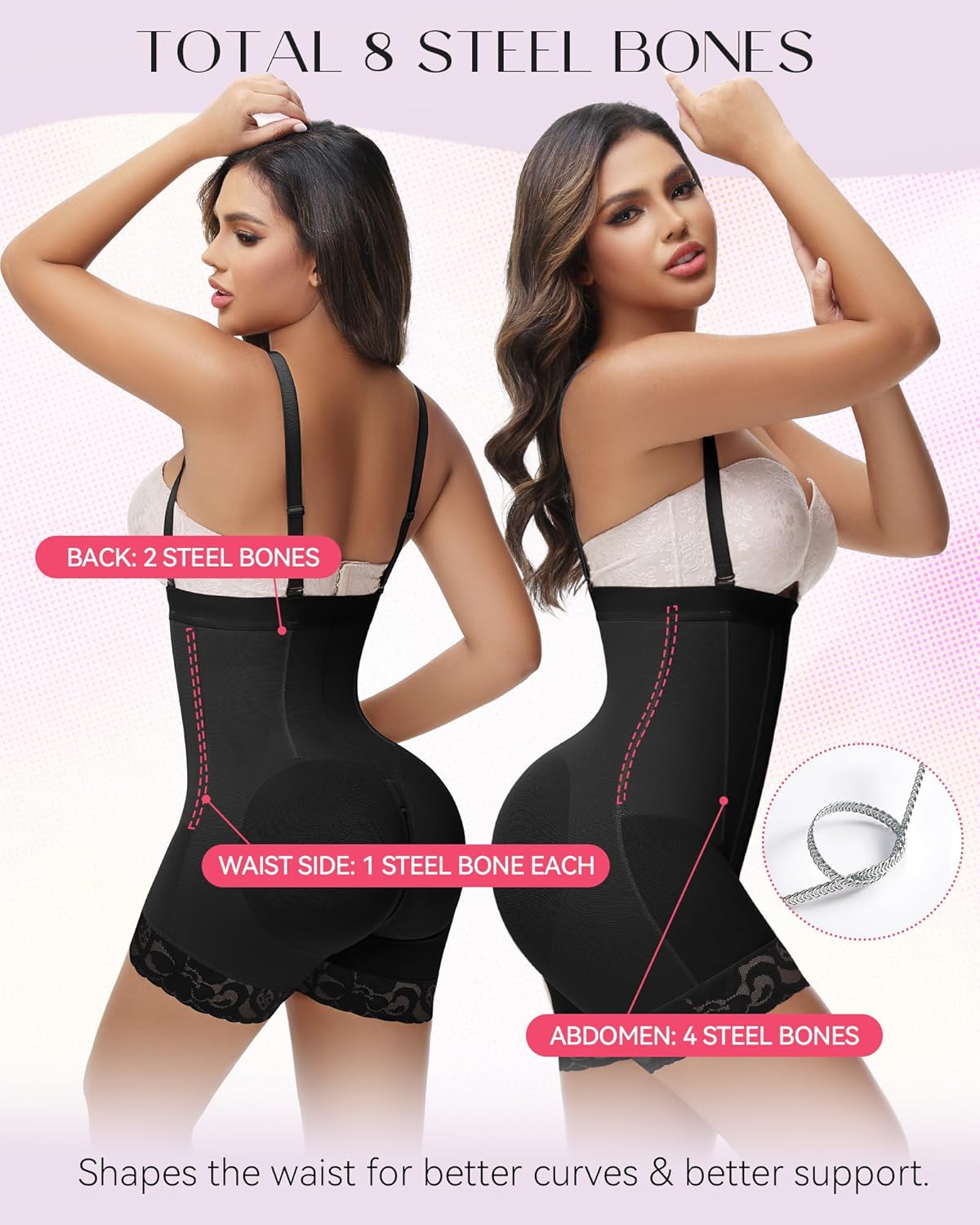 SHAPSHE Faja Colombianas Moldeadoras Body Shaper Strapless Shapewear Stage High Compression Garment Butt Lifter Tummy Control