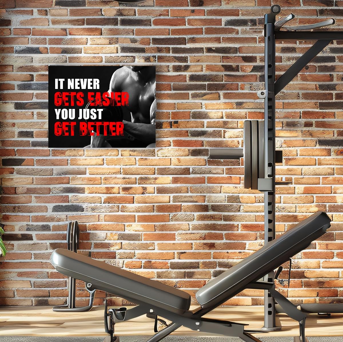 OTINGQD Inspirational Gym Wall Decor,Fitness Quotes Wall Art,It Never Gets Easier You Just Get Better Workout Canvas Wall Decor for Home Gym