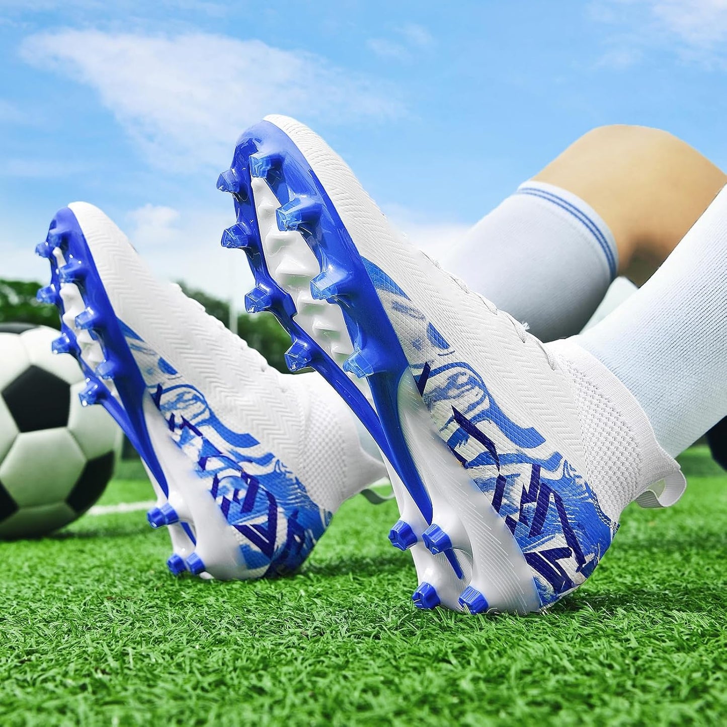 Indoor Soccer Cleats Mens Womens Turf Soccer Cleats Wide Socer Shoes FG AG TF High Ankle Football Boots