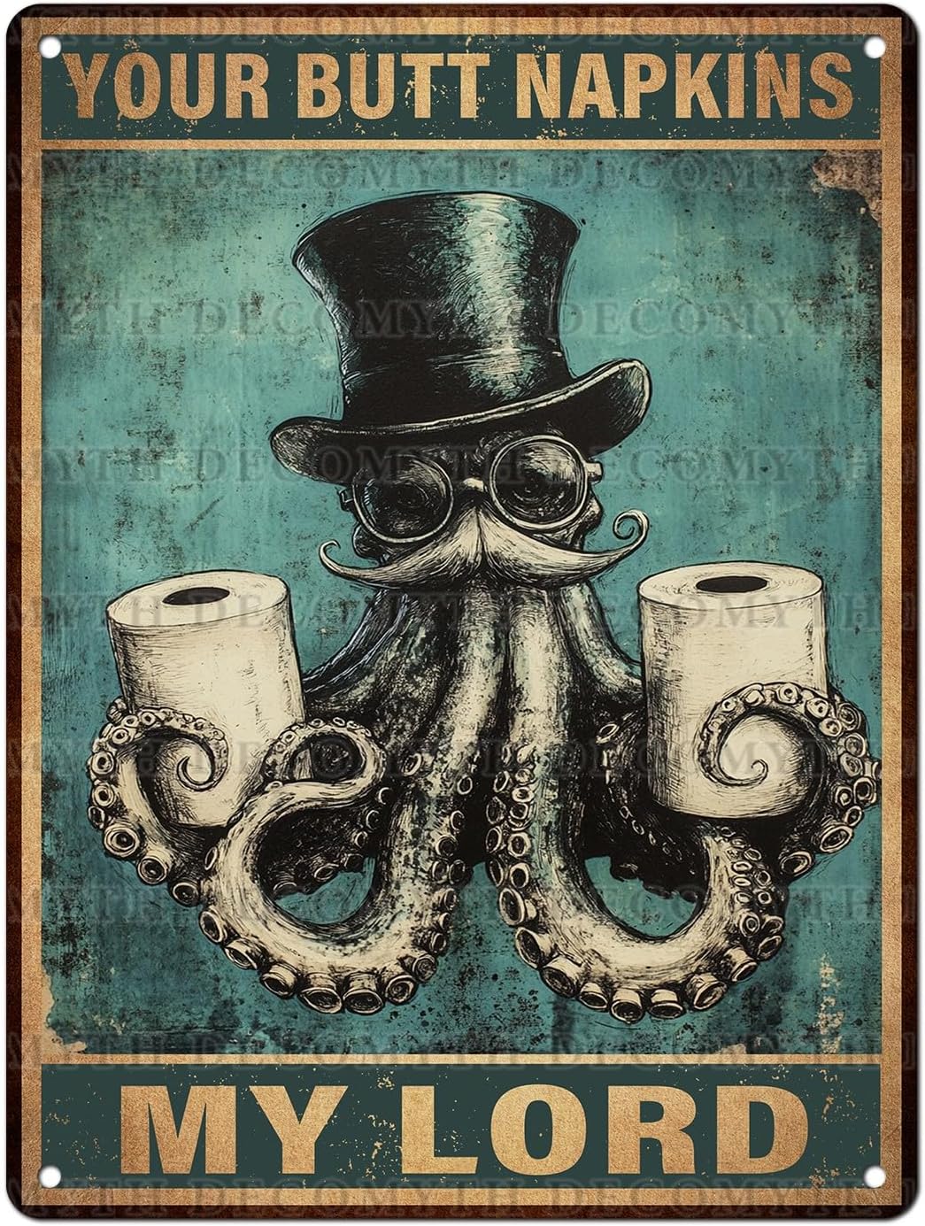 Funny Octopus Retro Metal Tin Sign Nautical Bathroom Decor Toilet Restroom Funky Home Decor Wall Art Sign 12 * 16inch