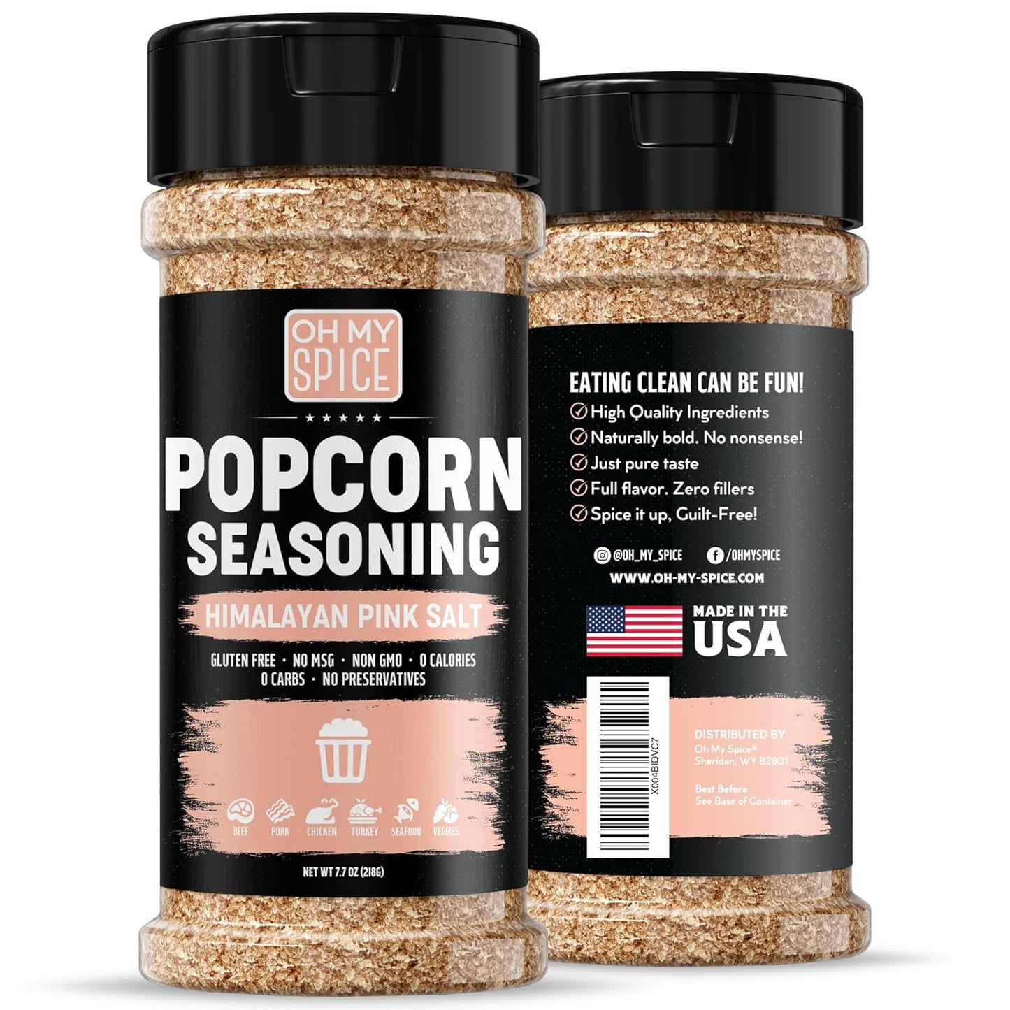 Popcorn Seasoning Himalayan Pink Salt Mix - Gluten Free Popcorn Flavoring Seasoning Rock Salt. All Purpose Pink Salt Toppings. Healthy Movie Night Theater Pop Corn Seasonings. Himalayan Pop Corn 7.7oz