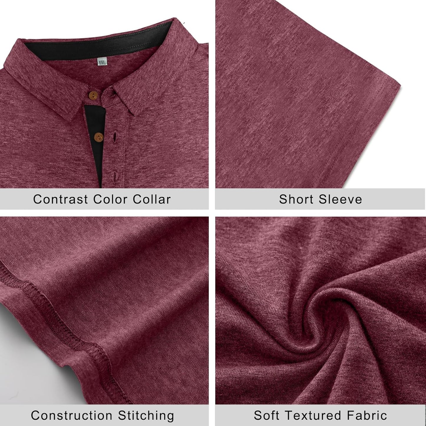 PEGENO Mens Polo Shirts Short Sleeve Casual Cotton Golf Shirts Performance Polo Shirts for Men