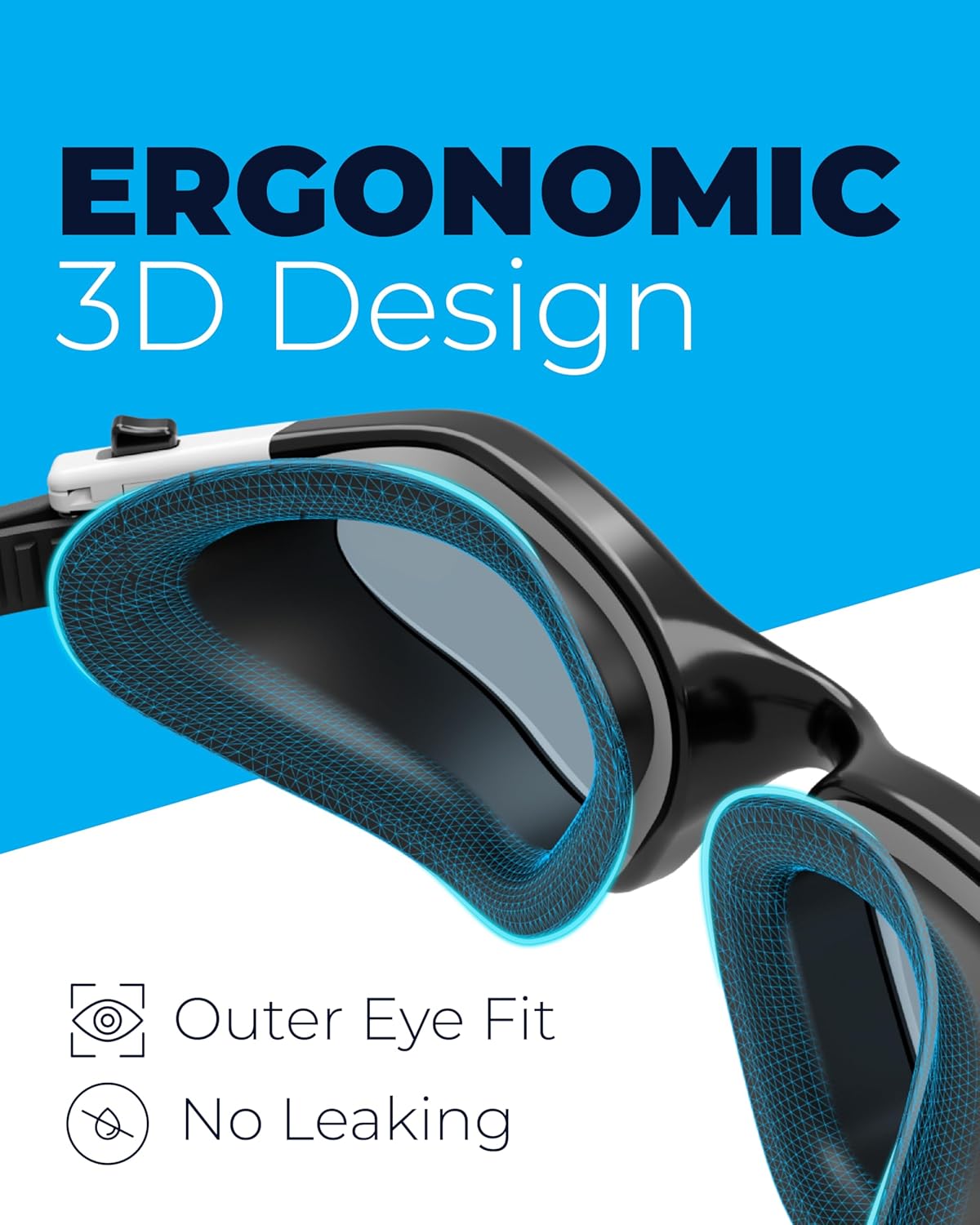 AqtivAqua Swimming Goggles, DX Wide View Swim Goggles for Adult Men Women, Anti Fog No Leaking