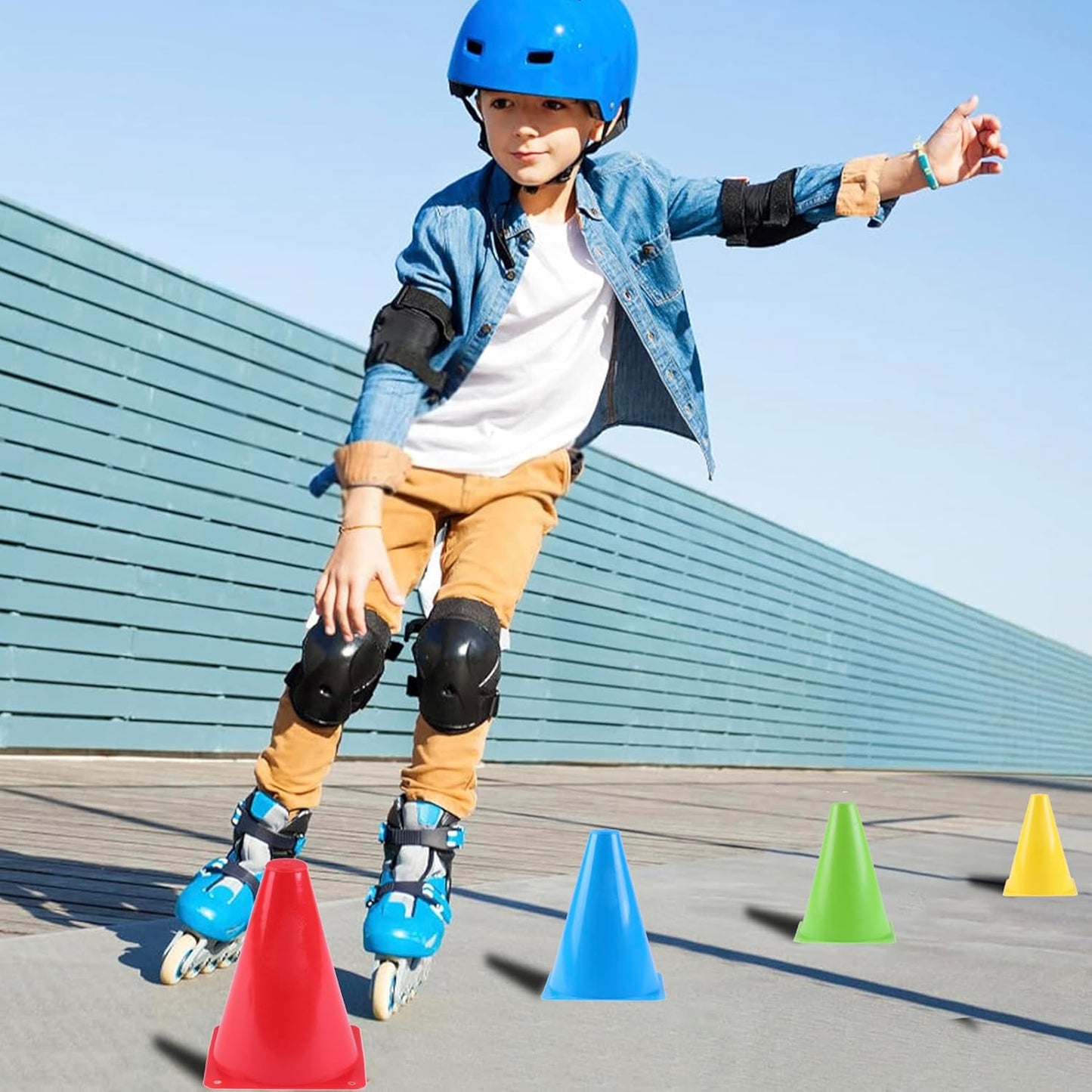 7" Soccer Cones for Training, 36 Pack Sports Agility Field Plastic Small Cones for Kids Skating Basketball Football Practice Drills, 6 Colors