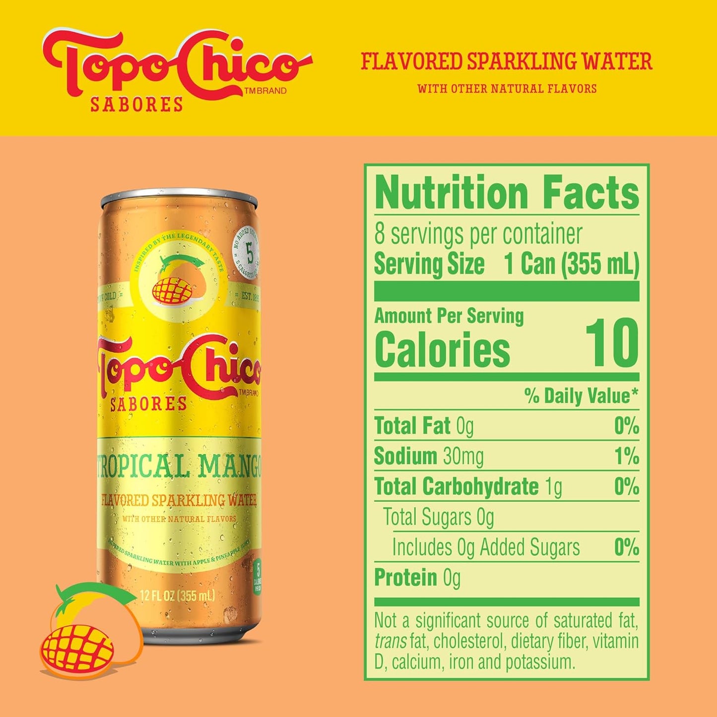 Topo Chico Sabores Tropical Mango 12oz 8pk