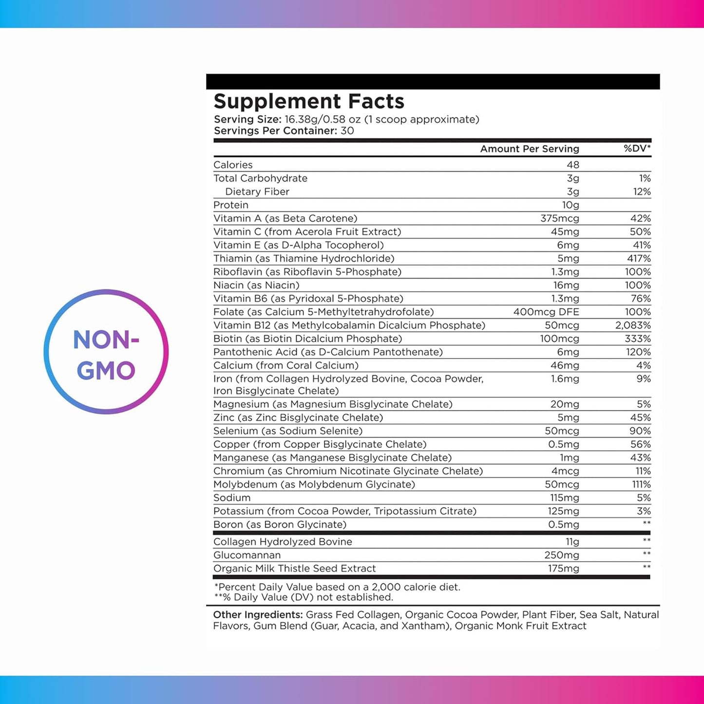 Livingood Daily Collagen Powder for Women & Men, Grass Fed Hydrolyzed Collagen Peptides, Protein & Multivitamins for Healthy Hair, Skin & Nails, Keto & Paleo, Gluten Free, Chocolate, 30 Servings