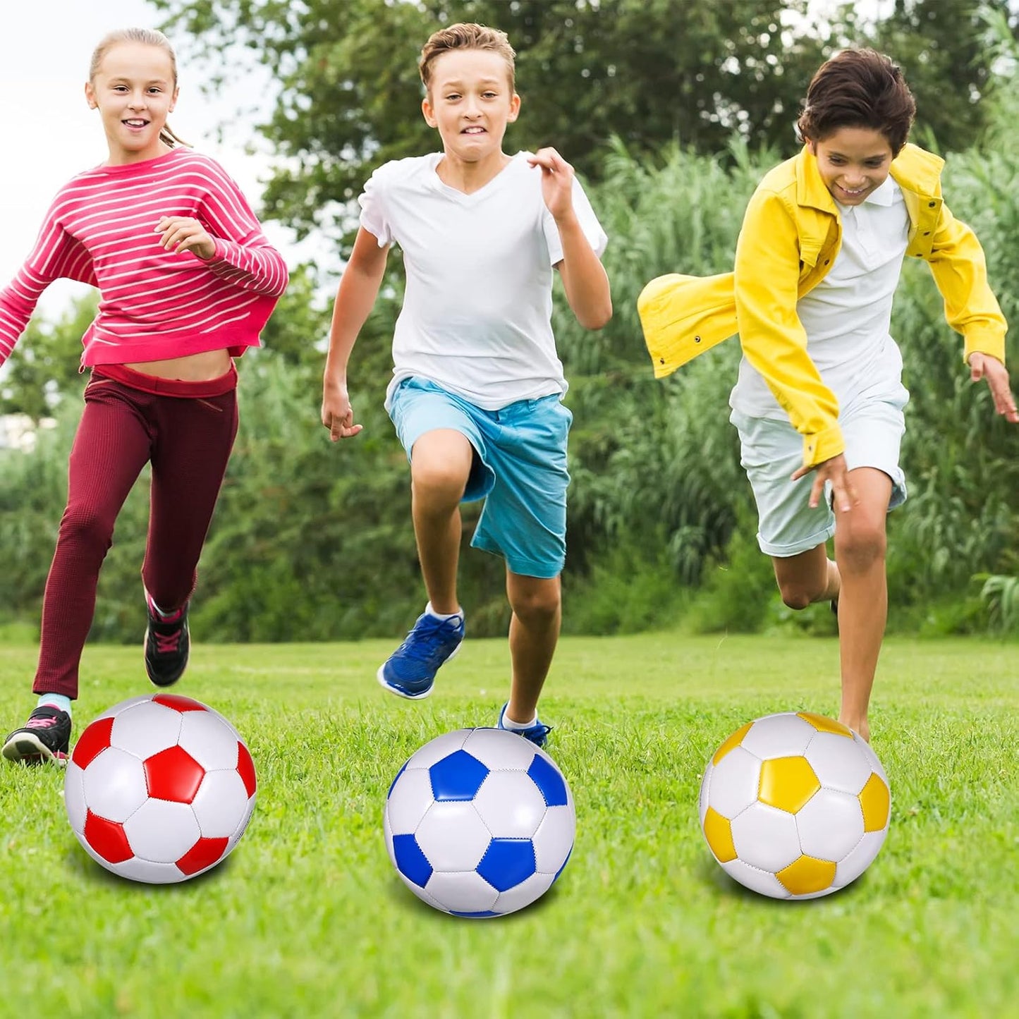 HyDren 4 Pack Soccer Ball with Pump Official Size 4/5 Deflated Soccer Balls Bulk for Outdoor Indoor Practice Training Sport Gift for Kids Boys Teen Youth Adult