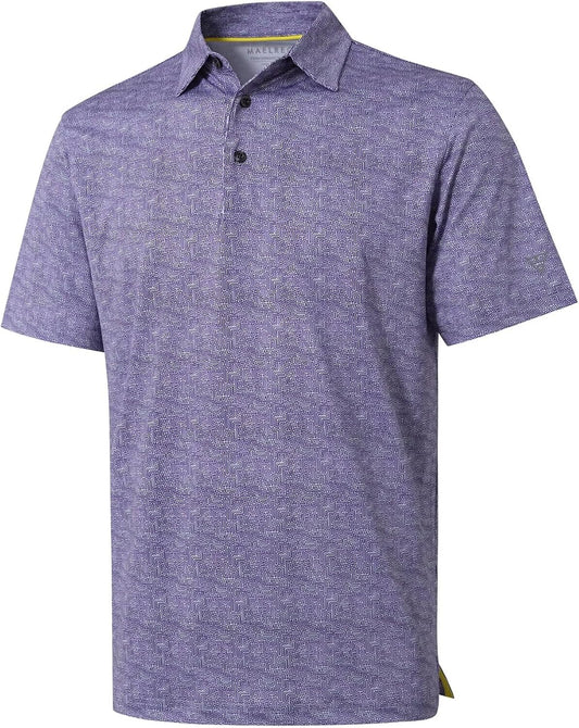 Men's Golf Polo Shirts Short Sleeve Striped Performance Moisture Wicking Dry Fit Golf Shirts for Men