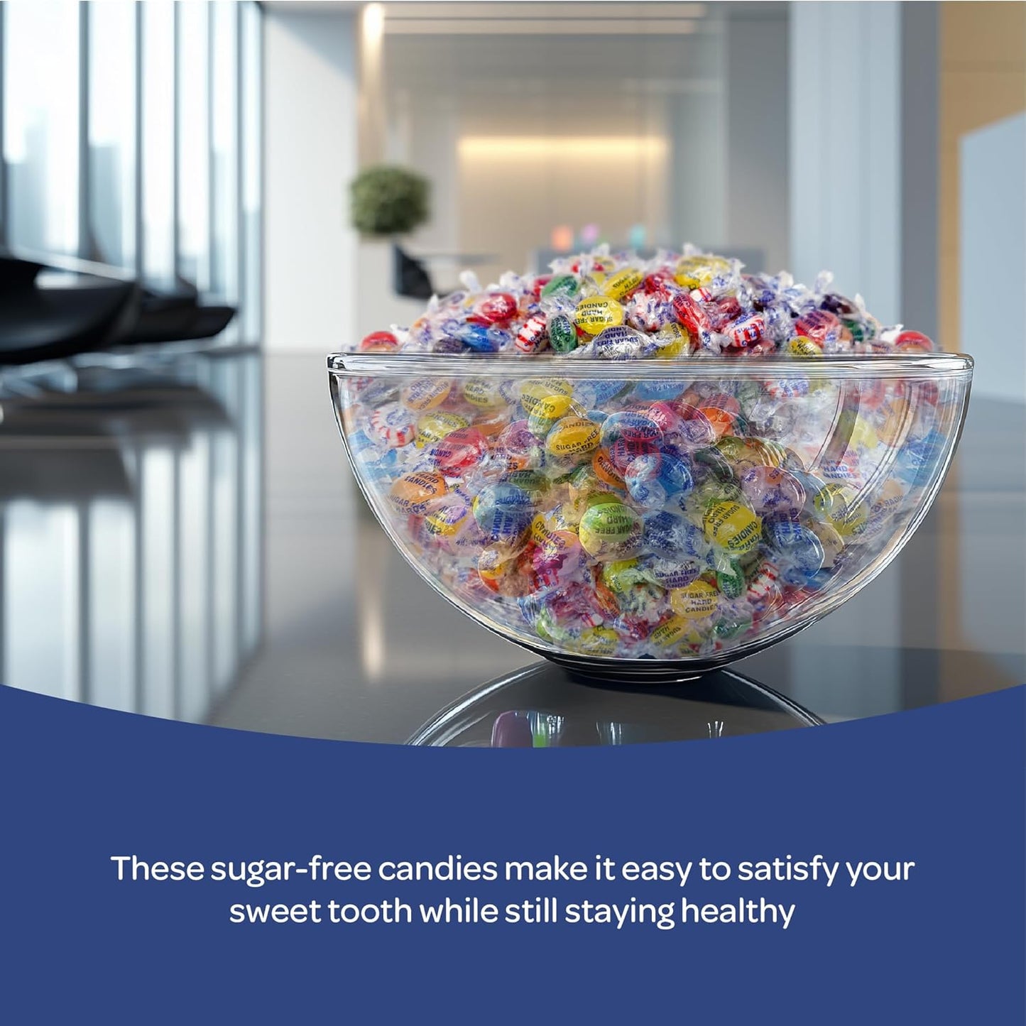 Sugar-Free Hard Candy - 2 Pound Bulk Pack - Assorted Flavors - Office Bowl Mix - Individually Wrapped